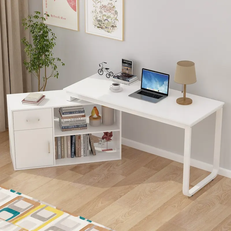 White Reversible L-Shape Desk