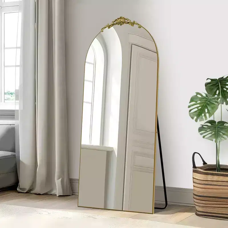 Wooden Right-Angled Arch Full-Length Mirror - Elegant Design