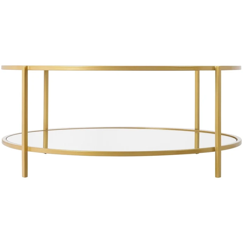 Alecsis Glass Round Coffee Table - 14H x 36W x 36D