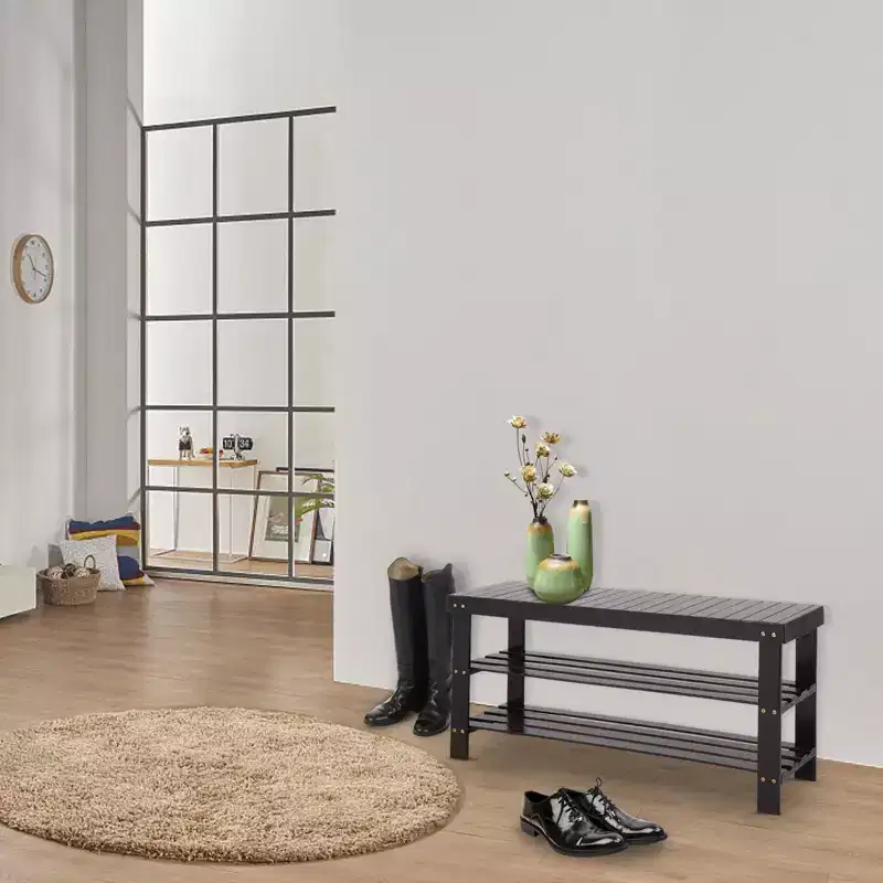 3-Tier Bamboo Shoe Rack Storage Bench, 35.43
