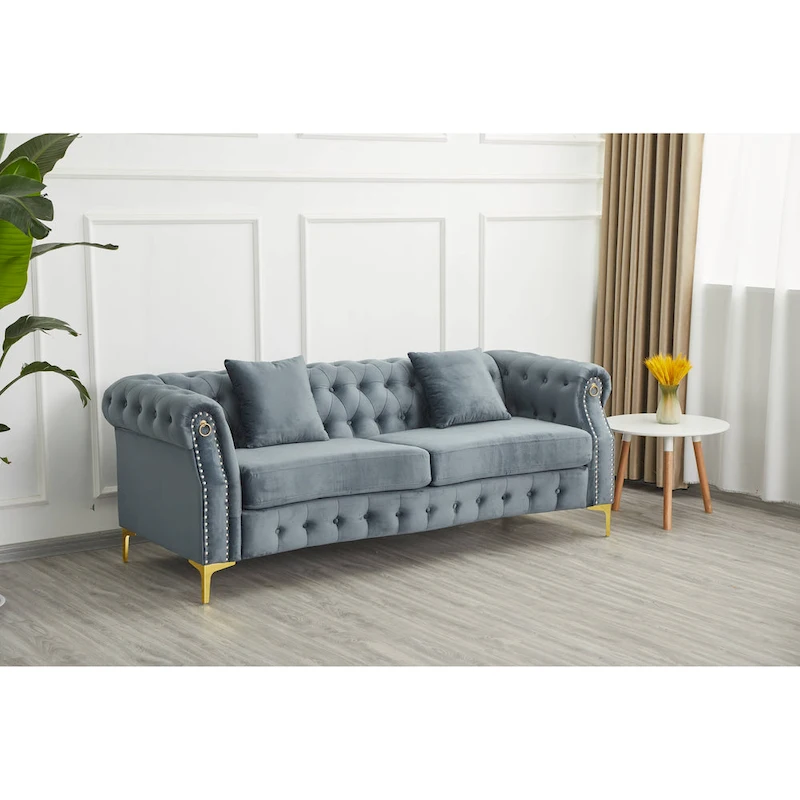 35D x 85W x 30.3H Velvet Chesterfield Button-tufted Sofa