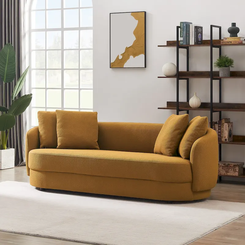 Haas Japandi Style Luxury Modern Boucle Fabric Curved Sofa