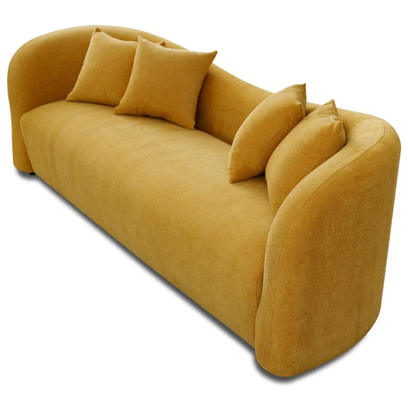 Hanar Mid Century Modern Luxury Tight Curved Back Boucle Sofa