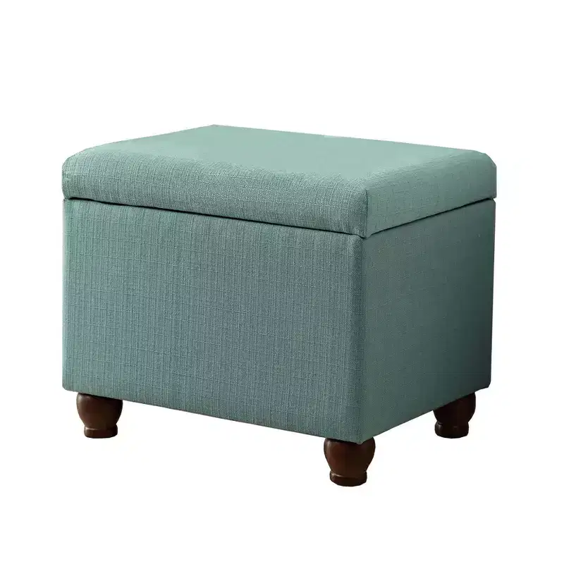 Aqua Upholstered Storage Ottoman Bench, Seats 1