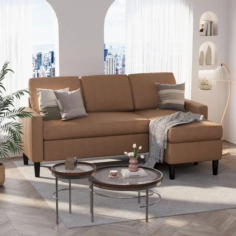 Futzca 74 Convertible Sectional Sofa Couch, Small L-Shaped Sofa