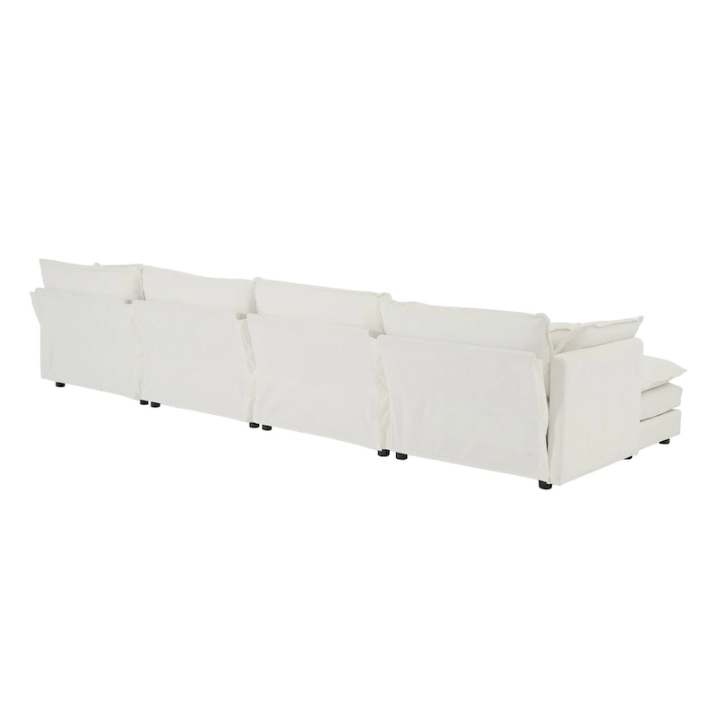 5-Piece Modular Chenille Upholstered L-Shaped Sectional Sofa with Ottoman