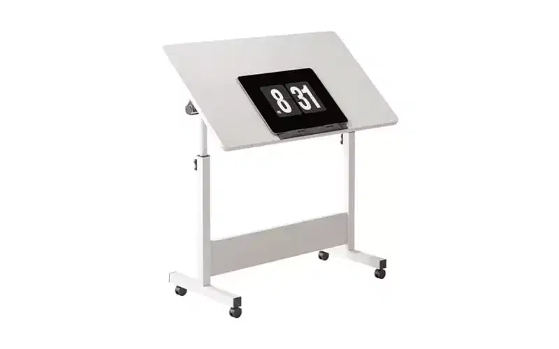 Adjustable Height Standing Desk with Wheels - Mobile Rolling Computer Table,Electric Rising Desk for Work & Study