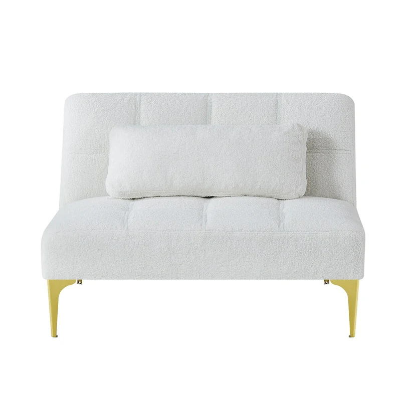 Convertible Sofa Bed Futon with Solid Wood Legs Linen Fabric Musterd Green