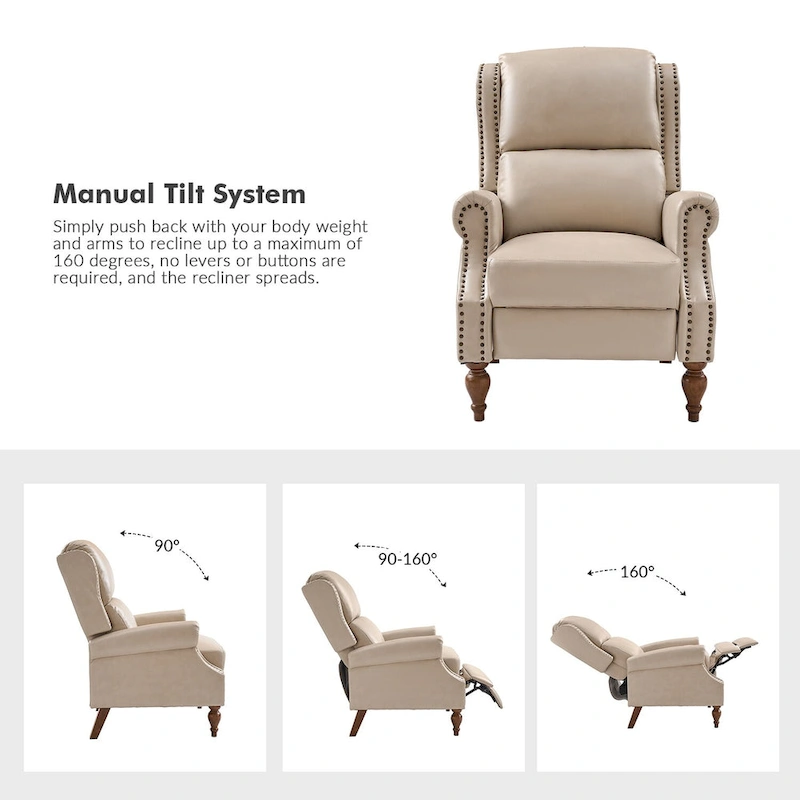 Terri Traditional Vegan Leather Manual Push Back Recliner Set of 2 by HULALA HOME