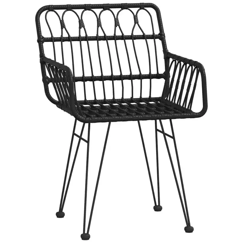 vidaXL Garden Chairs Set of 2 with Armrests, PE Rattan