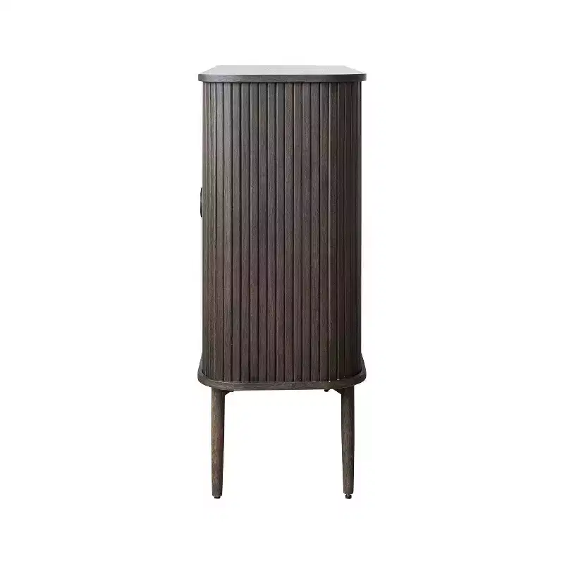 Storied Home Oak 28.5" Tall 2 Door Decorative Storage Cabinet: Rubberwood & MDF, No Assembly Required