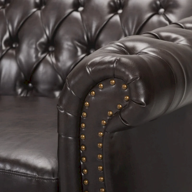 Parksley Tufted Chesterfield Faux Leather Sofa by Christopher Knight Home