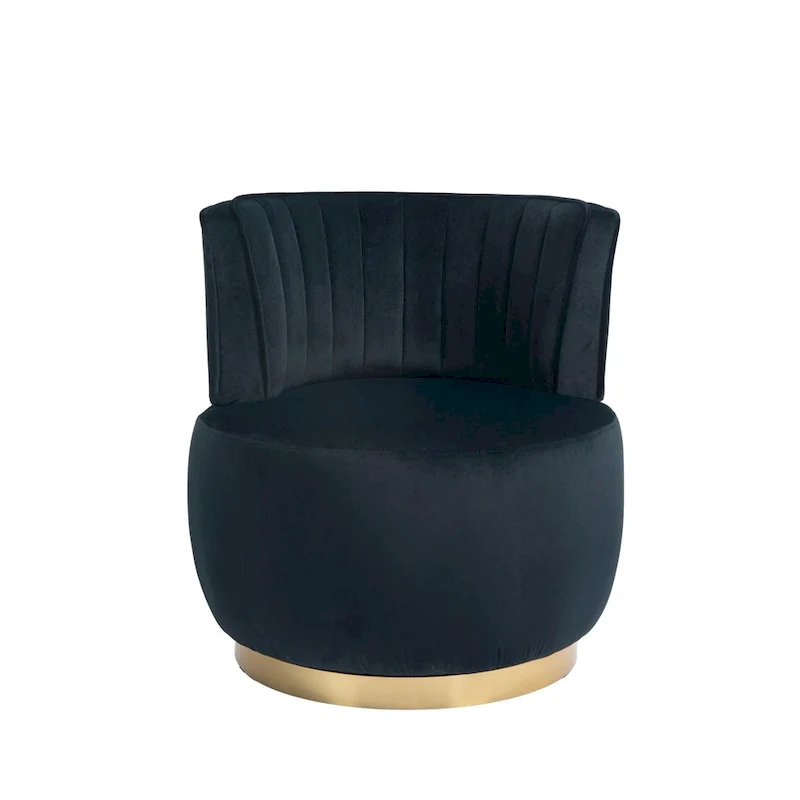 HOMEFUN Velvet Upholstered 360 Degree Swivel Armless Round Barrel Chairs