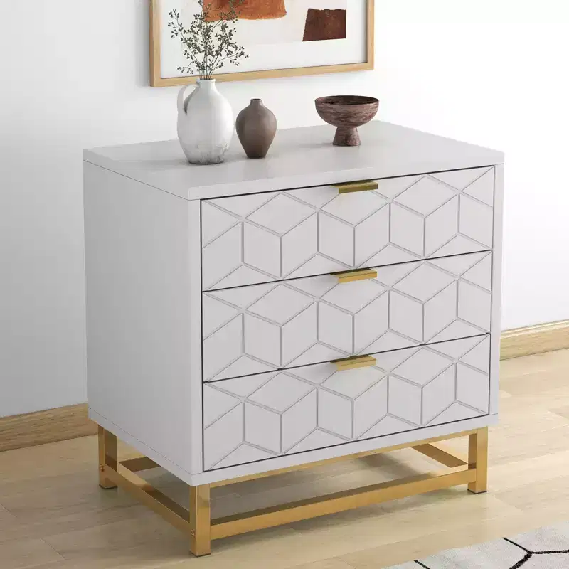 3 Drawer Dresser for Bedroom, Wood DresserChest of Drawers, for Living Room, Hallway,