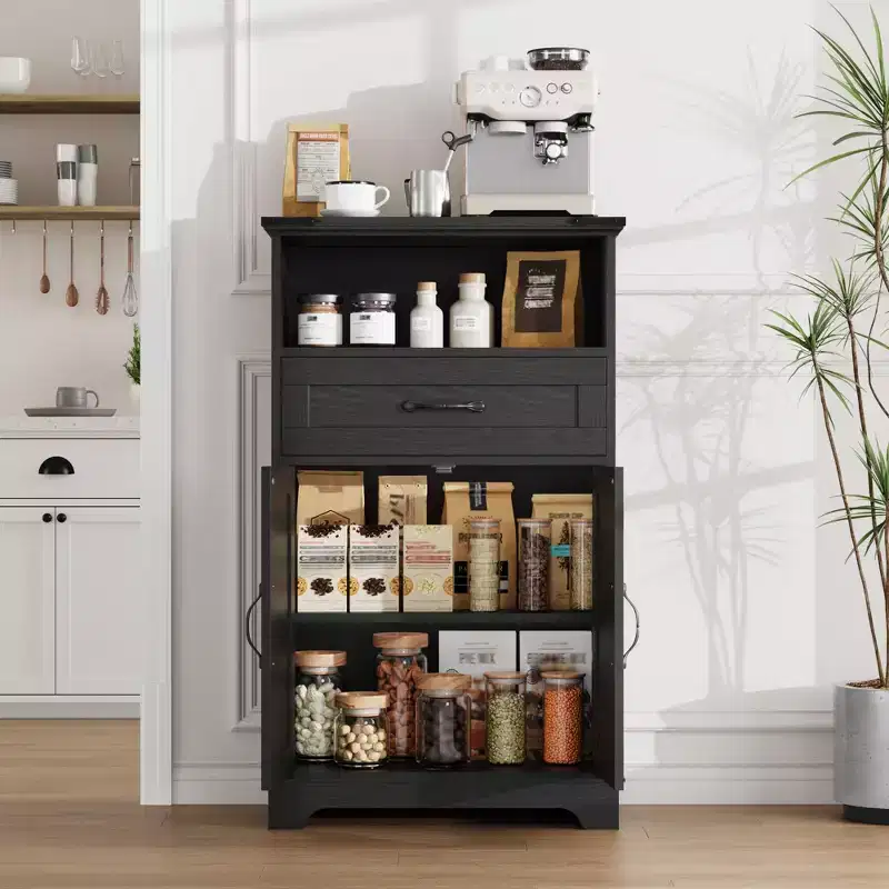 Farmhouse Storage Cabinet, Freestanding Bathroom Organizer with Doors and Drawer