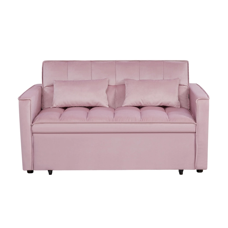 Modern Convertible Futon Sofa Bed,Adjustable Backrest,Armrest Holders