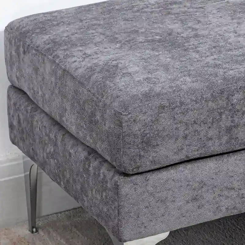 HOMCOM 48 End of Bed Bench, Upholstered Entryway Bench with Double Layer Seat Cushions and Steel Legs, Bedroom Bench, Dark Gray