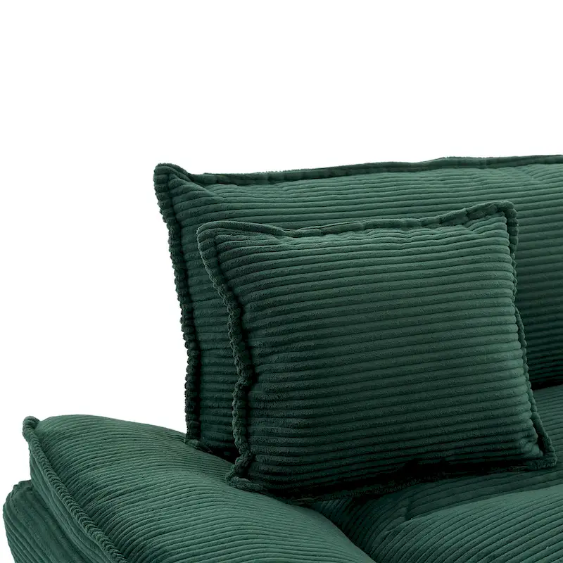 65.5 Upholstered 3-Seater Sofa Couch with Two Pillows and Sturdy Construction