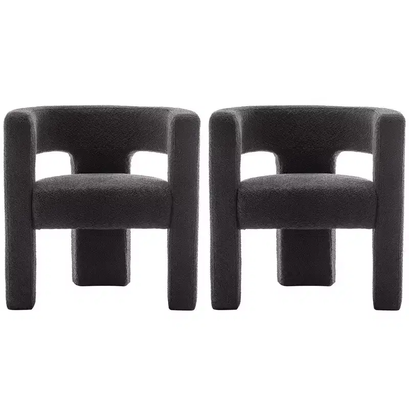 Set of 2 28 Wide Boucle Upholstered Square Armchair - Kinwell