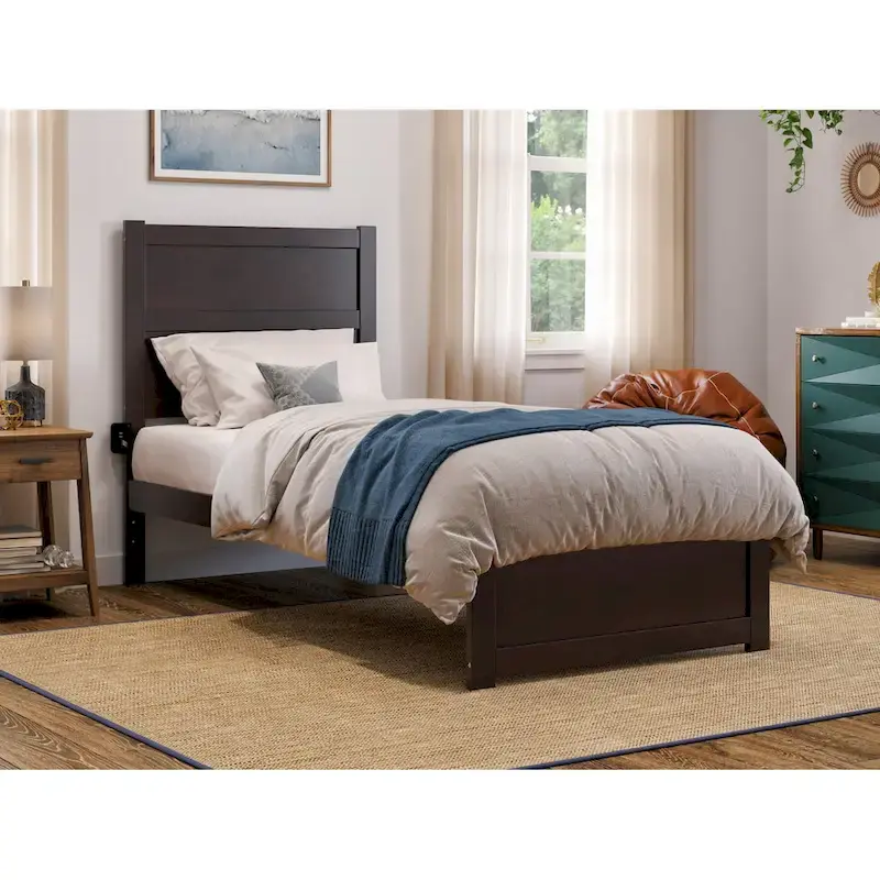 XL Platform Bed with Footboard in Espresso