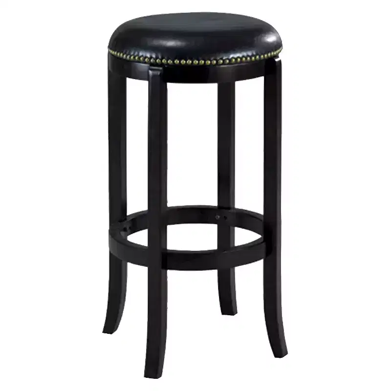 Swivel 24" Counter Height Barstool Hardwood/Black - : Brass Nailhead Trim, Durable Flared Legs