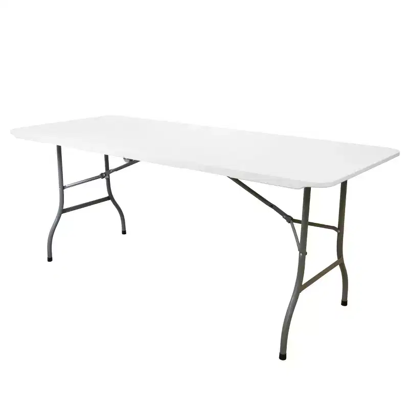 6-Foot Plastic Folding Table in White, Lightweight Portable Table for Indoor/Outdoor Use