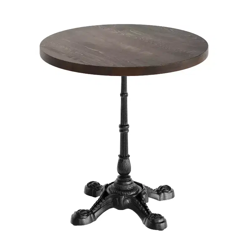 Flash Furniture Bennett Round Solid Wood Commercial Indoor Tabletop with 22.75 x 22.75 Rust-Resistant Cast Iron Decorative Bistro Table Base