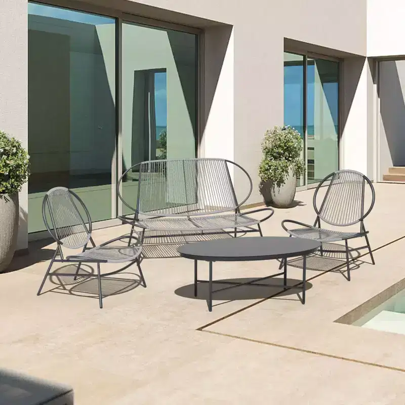 Hyleory 4-piece Outdoor Acapulco Dining Sets (Include One Oval Table and Three PE Rattan Chairs)