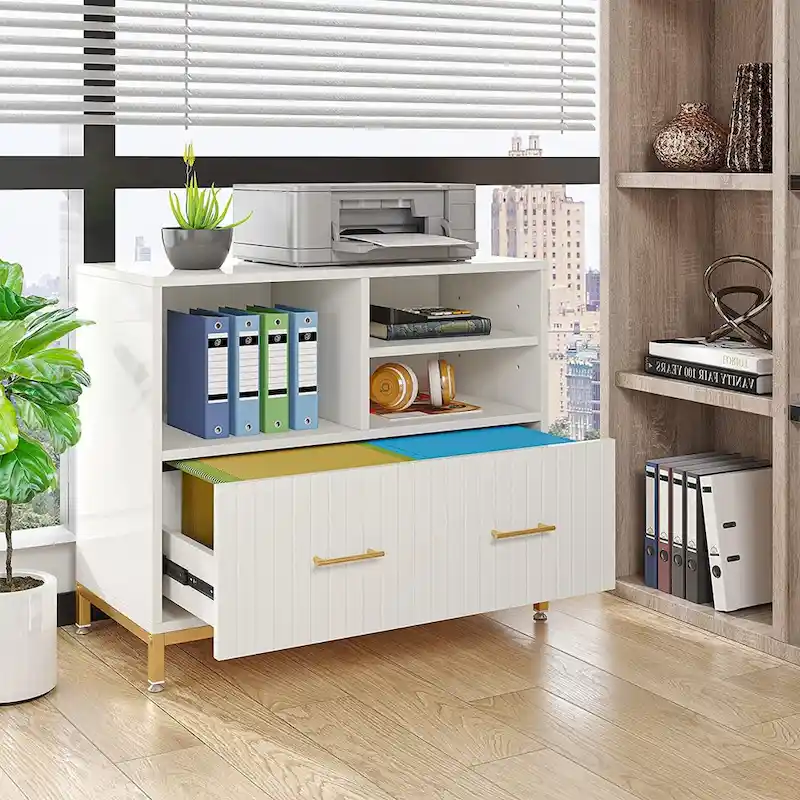 File Cabinet with Drawer, Adjustable Rod for Letter/Letter/A4 Size
