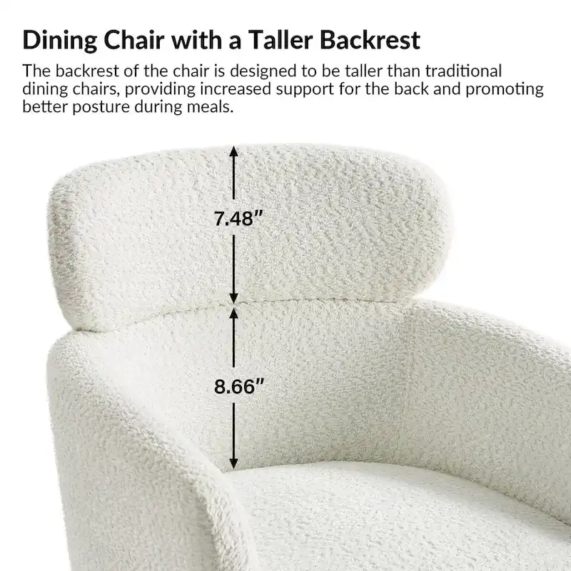 Amos Modern Boucle Dining Chair with Adjustment Feet Set of 2 by HULALA HOME