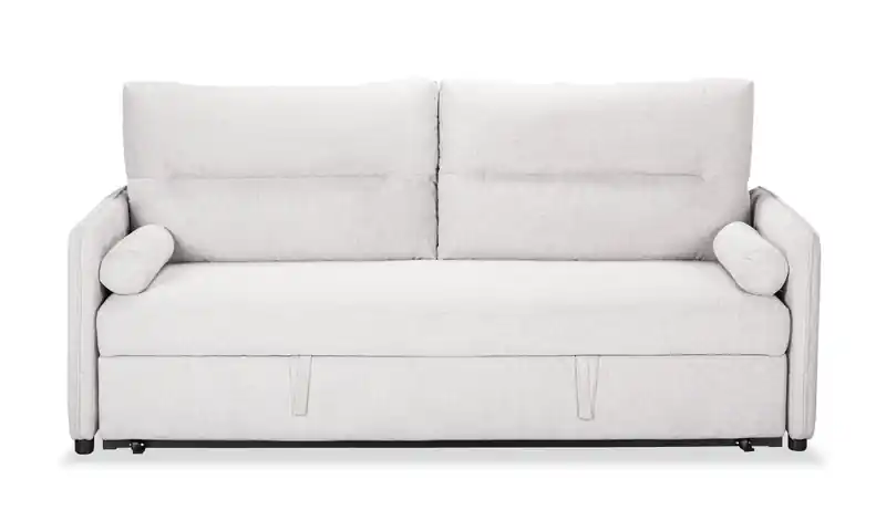 82.5 Linen-Look Fabric Sleeper Sofa with Storage and Two Armrest Pillows