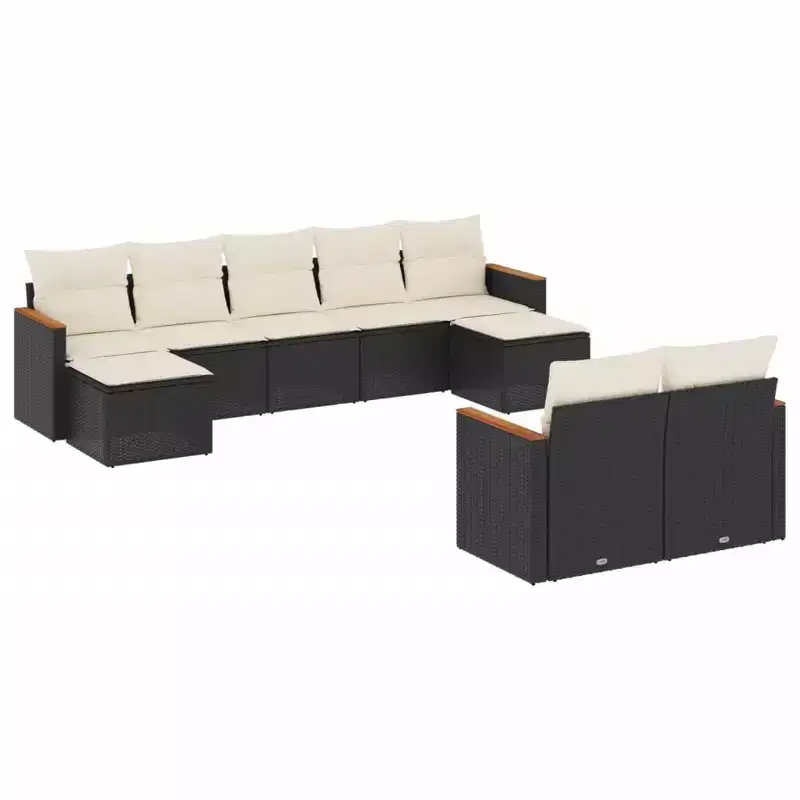 vidaXL 9 Piece Patio Sofa Set with Cushions, Poly Rattan, Multiple Colors and Models