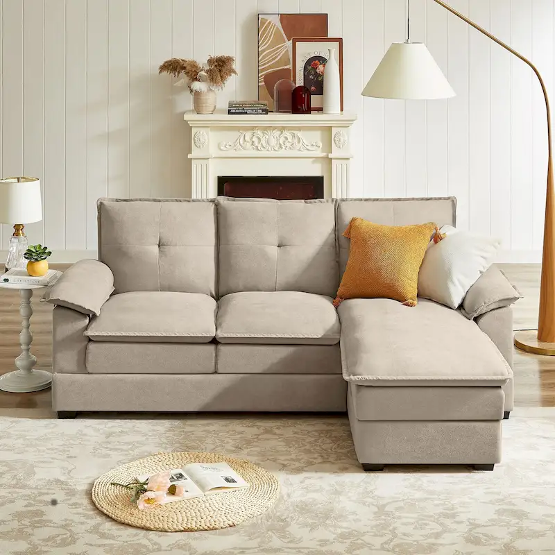 82.28 Inches L Shape Sectional Sofa with Cloud Seats for Living Room