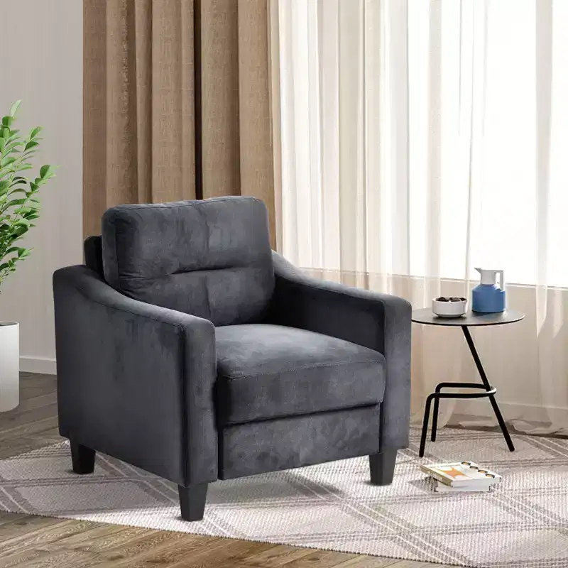 Modern two-seater sofa, high-comfort cotton-linen blend upholstery with foam cushions, 500-pound weight capacity, perfect for the living room.