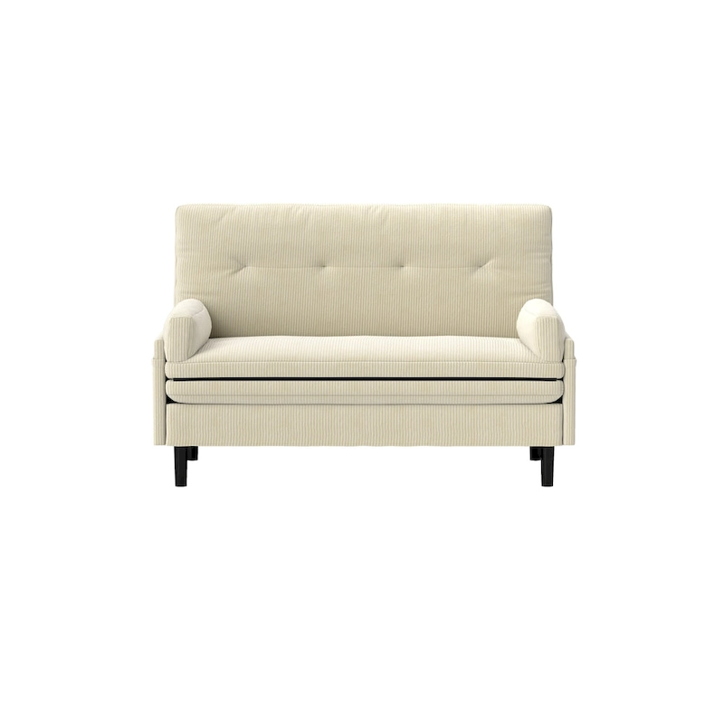 Ivory 55.11 Multi-Functional Corduroy Loveseat, Convertible Lounge Chair, Bed