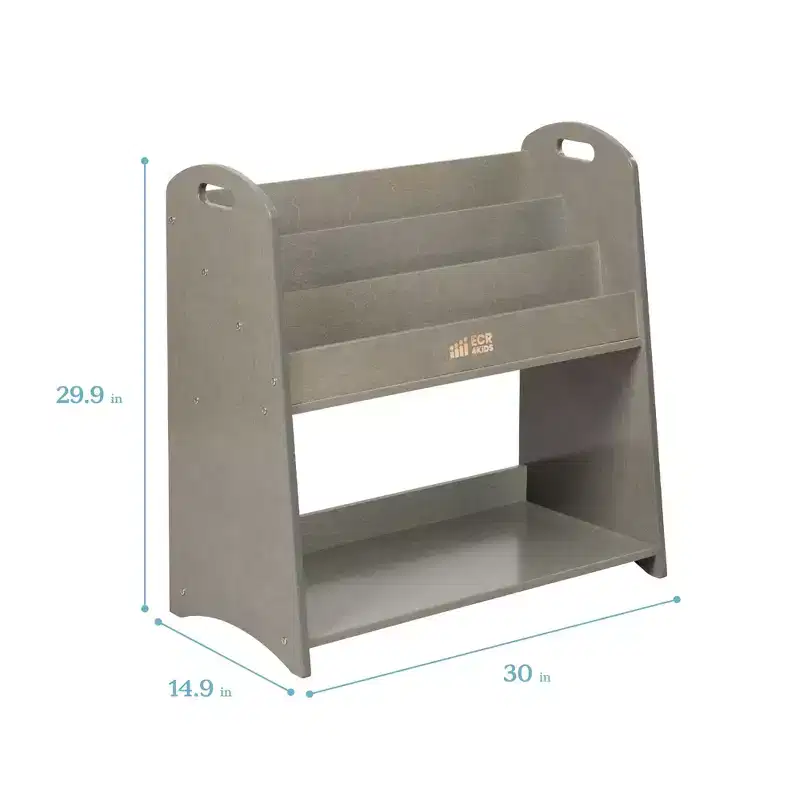 ECR4Kids 3-Shelf Floor Book Display with Handles and Storage, 30in, Kids Bookshelf