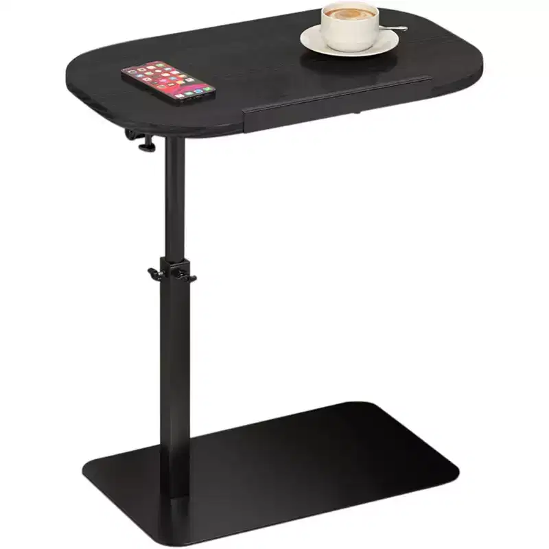 C-Shape Side Table  Height Adjustable 40-80cm Rotating Tabletop for Sofa/Bedside (45x30cm)