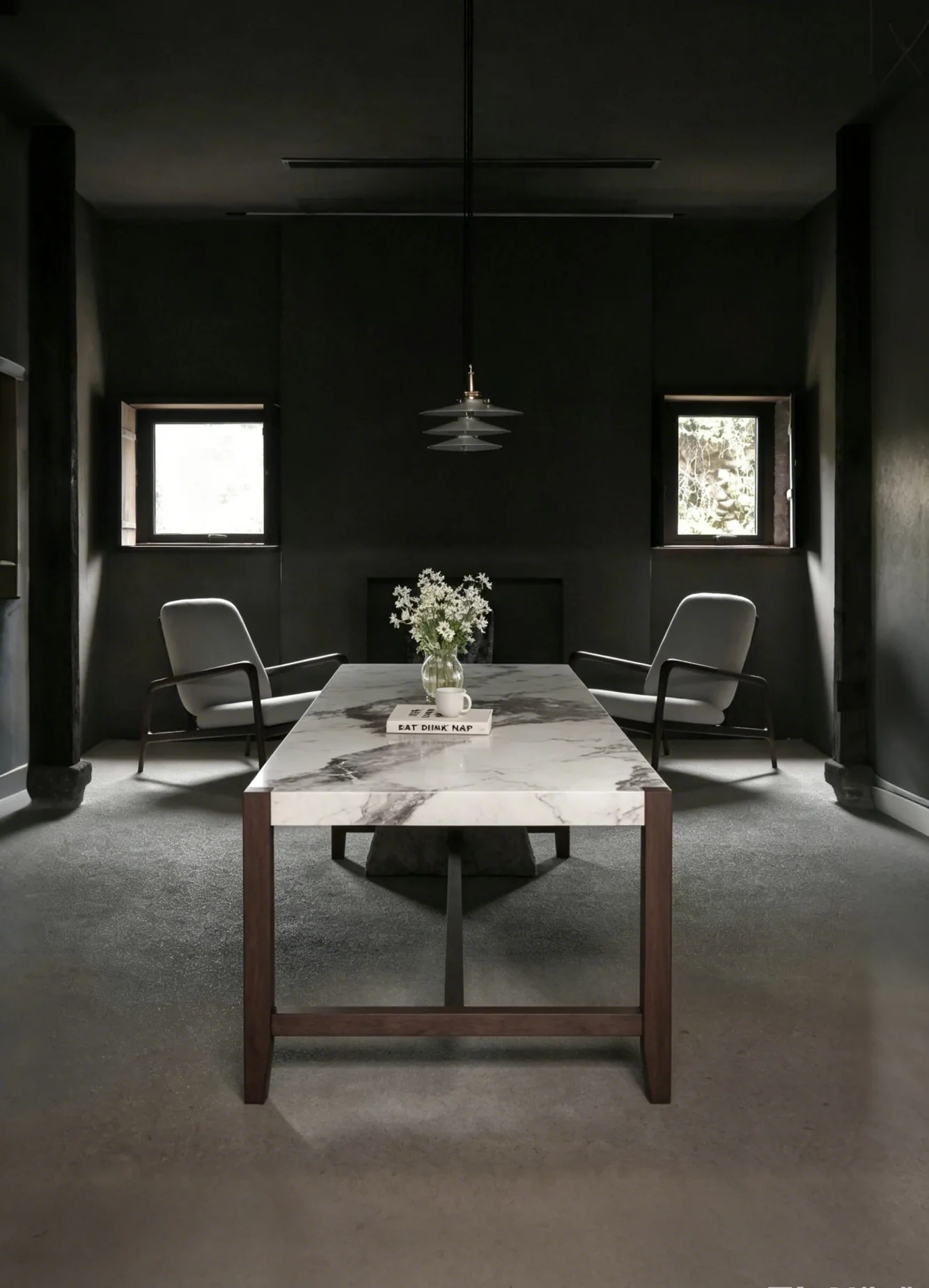 47.5 Counter Height Faux Marble Dining Table with Rubber Wood Legs