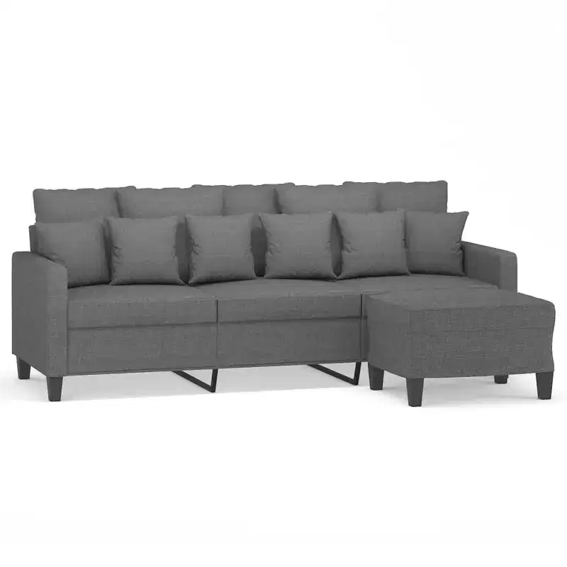 vidaXL Sofa 3-Seater Couch Sofa Armchair with Footstool for Living Room Fabric