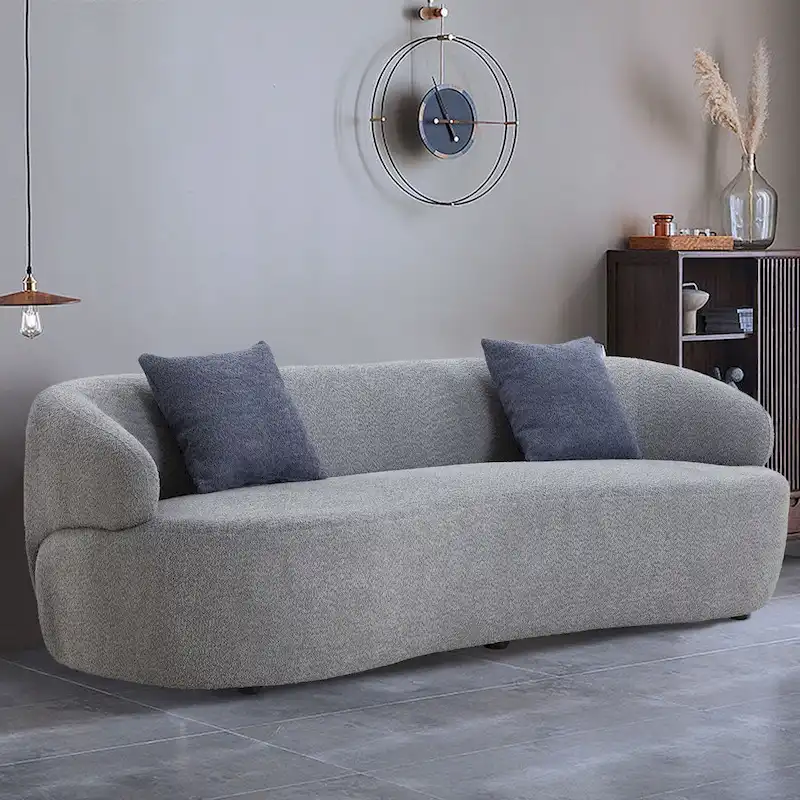 86.61in 3 Seater Modern Curved Upholstered Fabric Sofa Courch