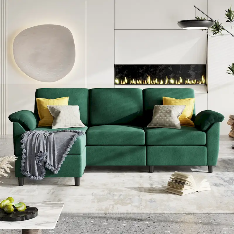 Futzca Sectional Sofa Couch, 3 Seat L Shaped Sofa with Removable Pillows