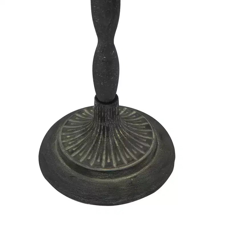 Black Iron Side Table with Scalloped Brown Wood Top D12x29.5