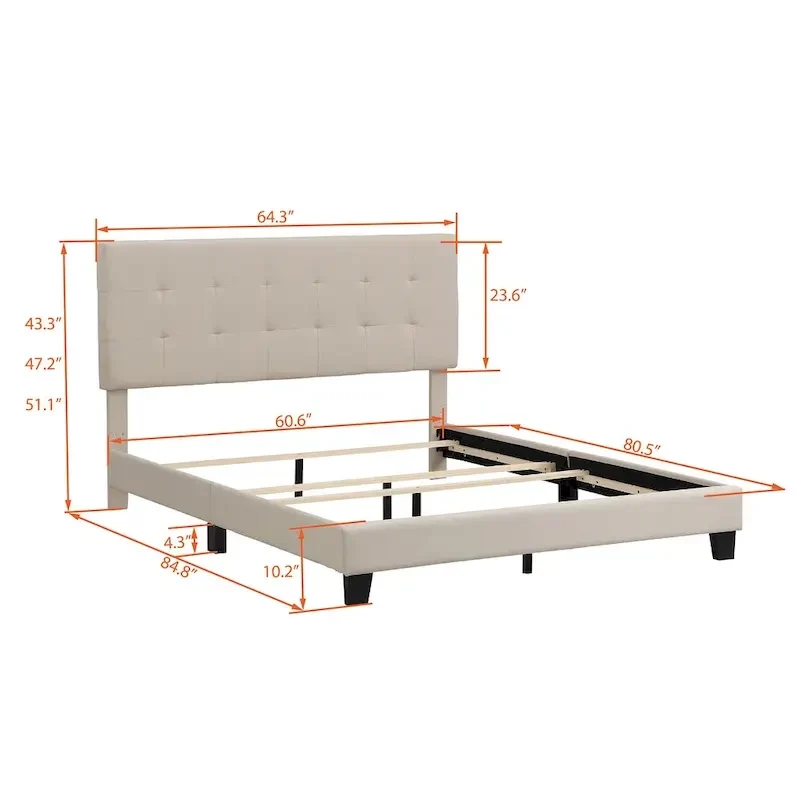 Upholstered Tufted Bed