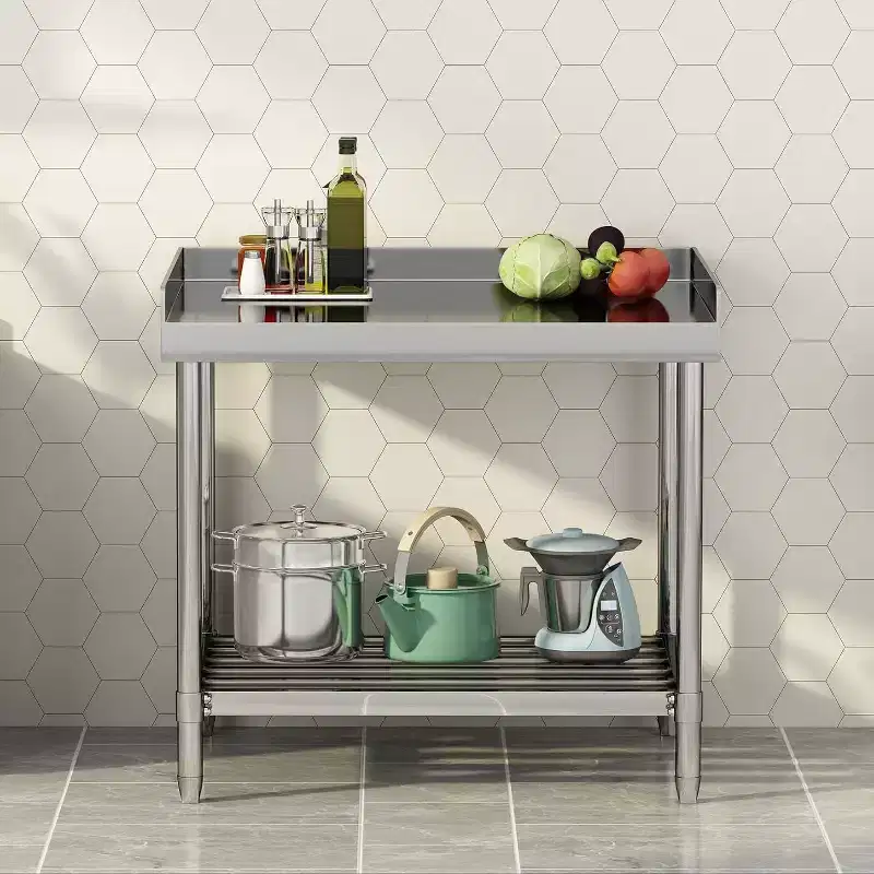 36 NSF Stainless Steel Prep Table with Backsplash Adjustable Commercial Workstation for Restaurants & Home Kitchens