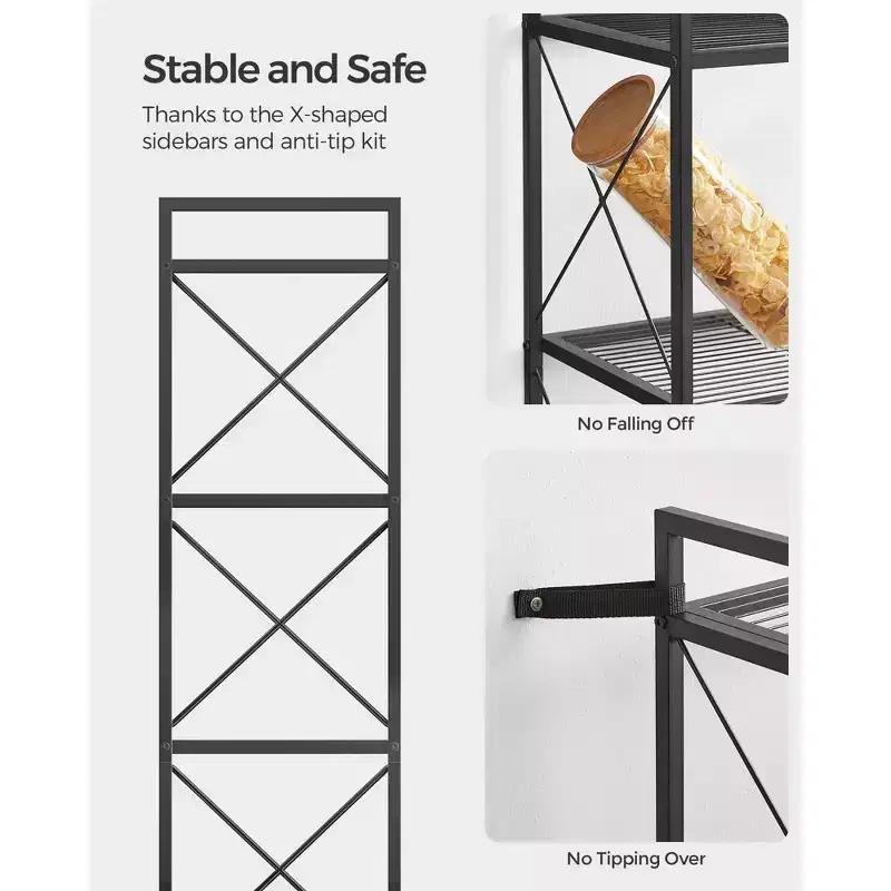 4-Tier Metal Storage Rack with X Side Frames, Dense Mesh, 12.6