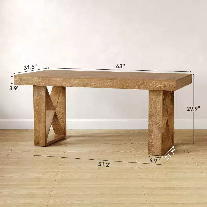 63-Inch Farmhouse Computer Desk, Study Gaming Writing Workstation, Brown