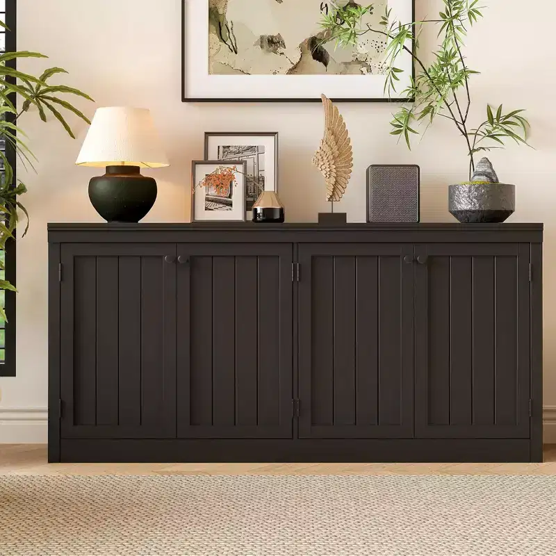 63 Inch Sideboard Buffet Cabinet with 4 Doors, Coffee Bar Cabinet, Modern Media Console for Living Room