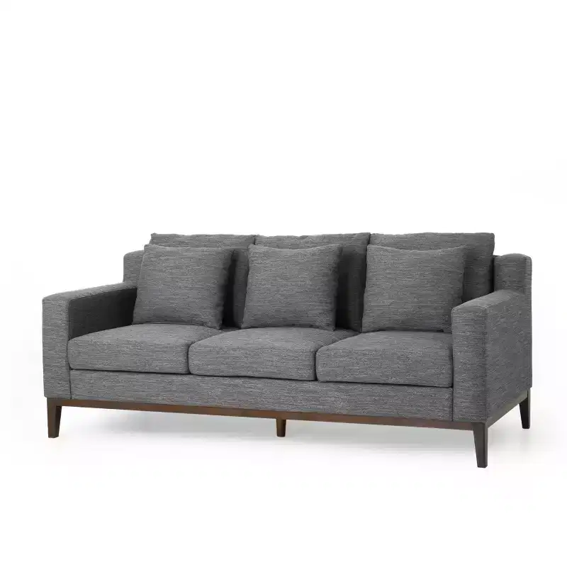Elliston Contemporary Fabric 3 Seater Sofa with Accent Pillows