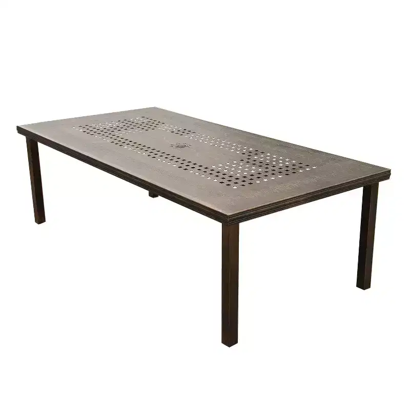 95" Rectangular Modern Outdoor Mesh Lattice Aluminum Patio Dining Set with 8 Arm Chairs - Black - Oakland Living