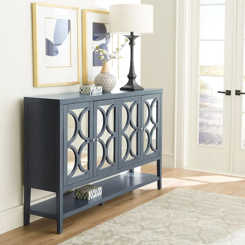 Blue Dusk Four Door Accent Cabinet – Stylish Living Room Storage